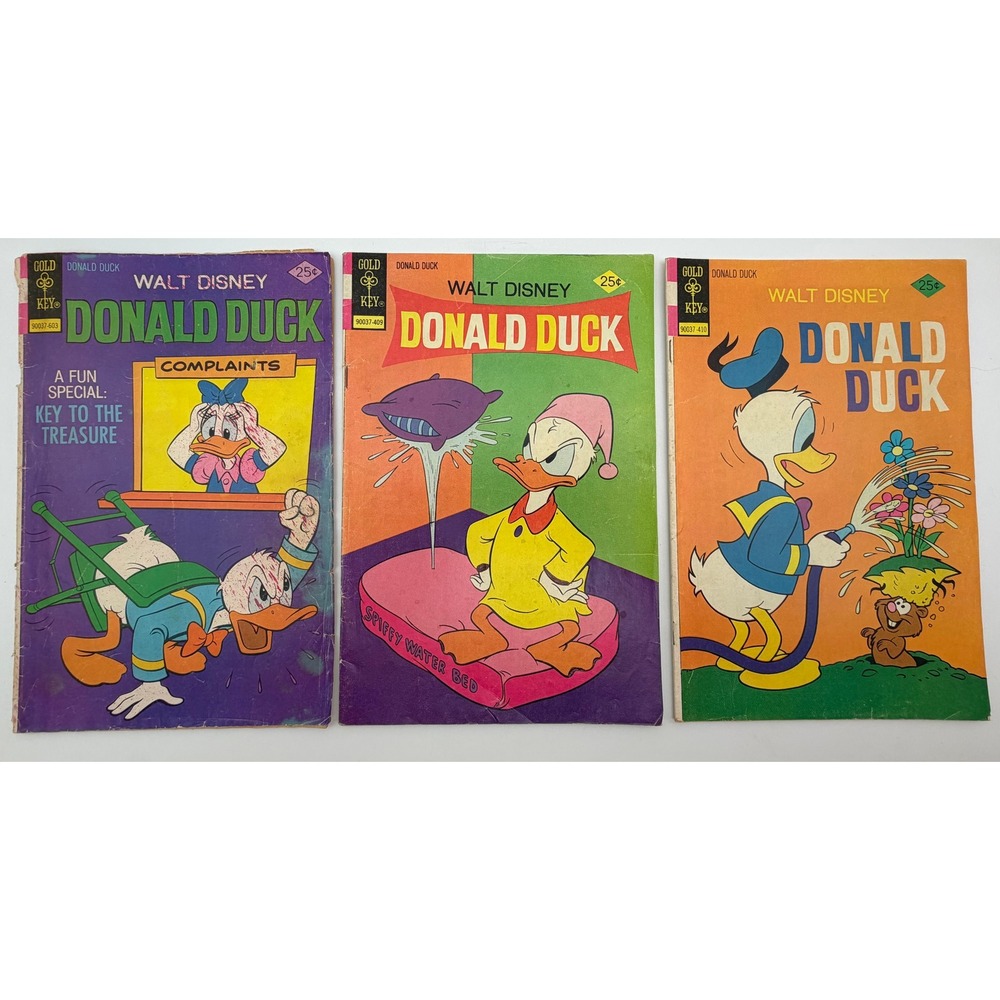 Vintage Gold Key Walt Disney Donald Duck Comic Book Lot 3 Issues 1974 1976